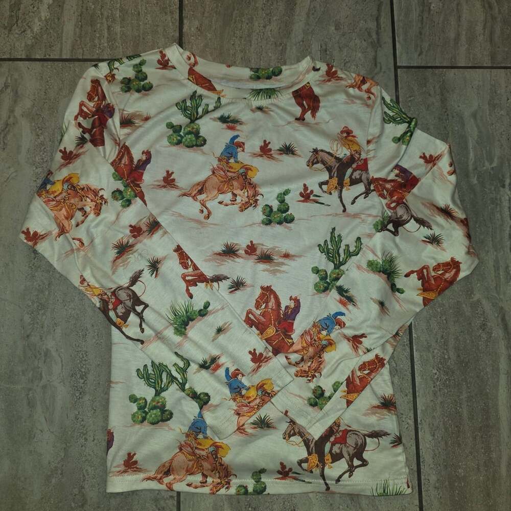Shein Western Rodeo Cowboy Print Long Sleeve Size XL